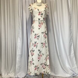 302. Three Pink Hearts White Maxi Dress NWOT Size Large